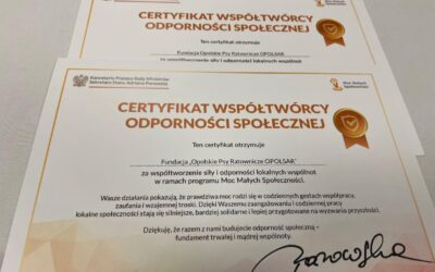 OPOLSAR nagrodzony podwójnym Certyfikatem Współtwórcy Odporności Społecznej.