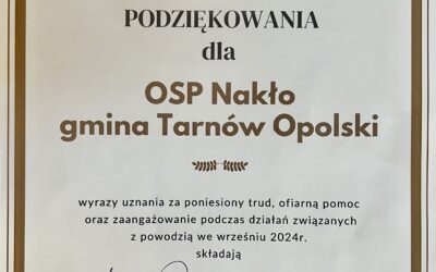 Podziękowania za działania podczas powodzi.